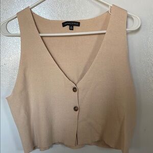 Kendall & Kylie Tan Cropped Oversized Vest Women's Top Small